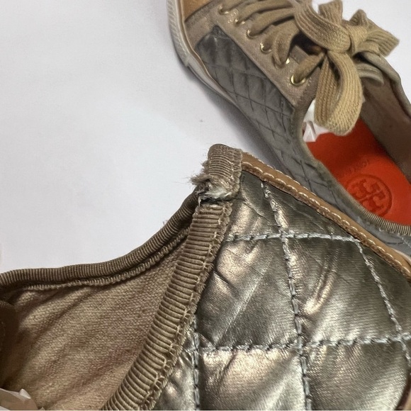 TORY Burch Caspe Lace Up Sneaker in Platinum Wheat Orange - Picture 8 of 14